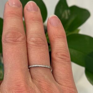 Elegant Silver Band with Sparkling Accents